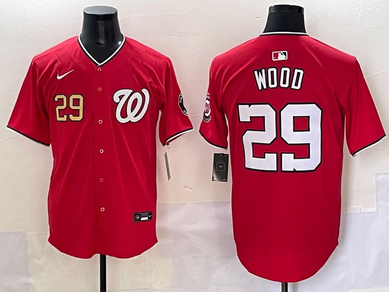 Men 2025 Washington Nationals #29 Wood Red Game Nike MLB Jersey style 4-0